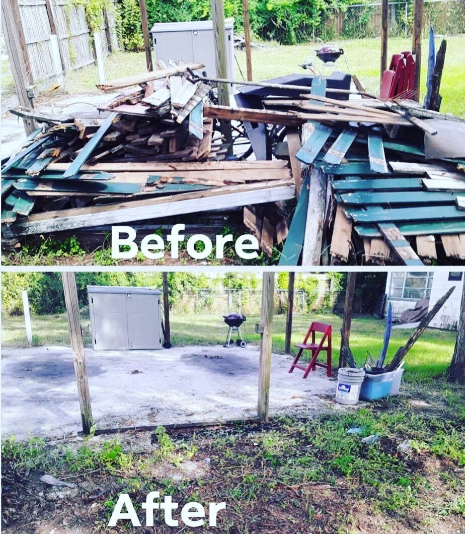 Titanium Hauling and Junk Removal and cleanup debris fence